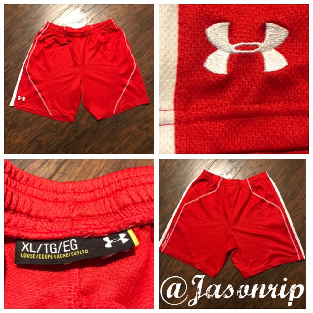 Under Armour XL Red w/ White Stripes Good Cond.